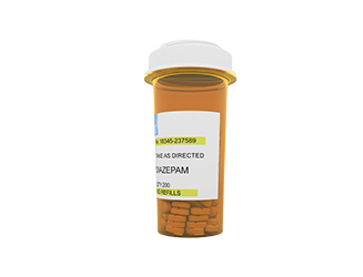 Diazepam generic medication pills in a bottle, Sample image