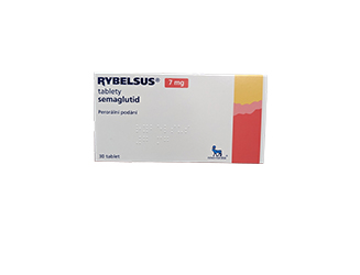 Rybelsus 7 mg box of medication with Semaglutide active substance by Novo Nordisk